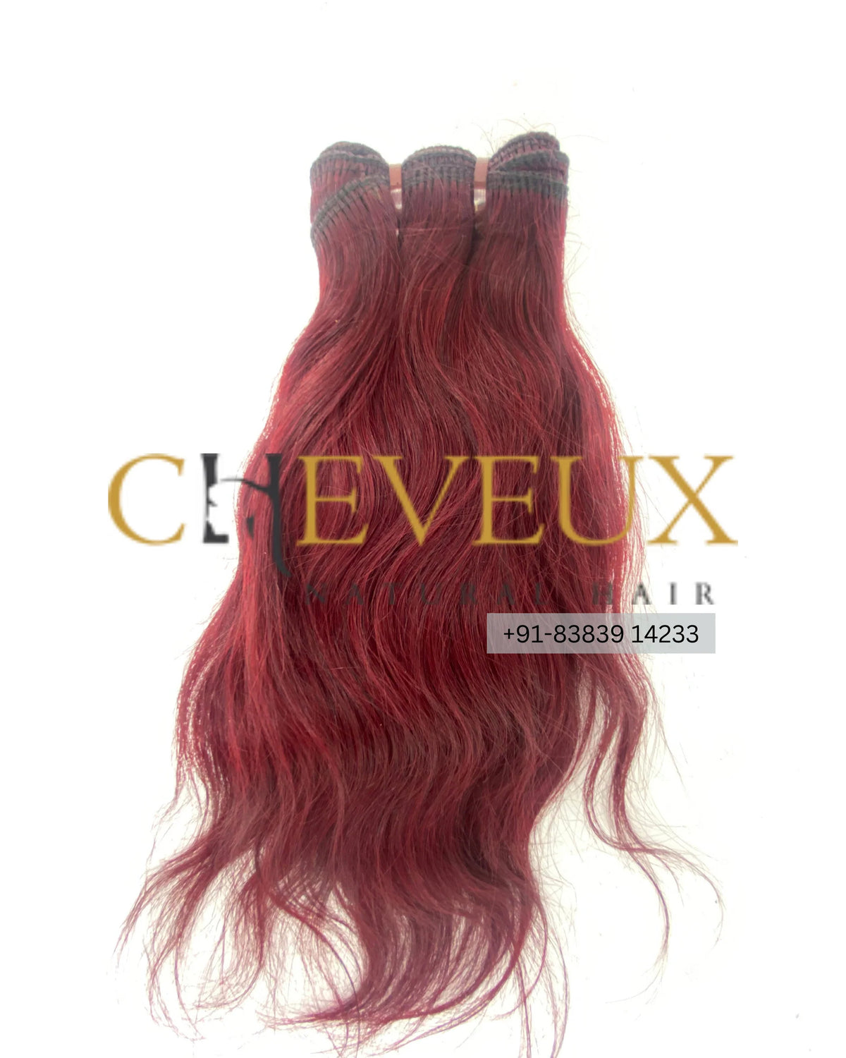 Natural  straight Weft in Burgundy Red