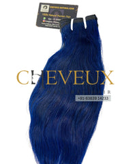 Natural  straight Weft in Blue