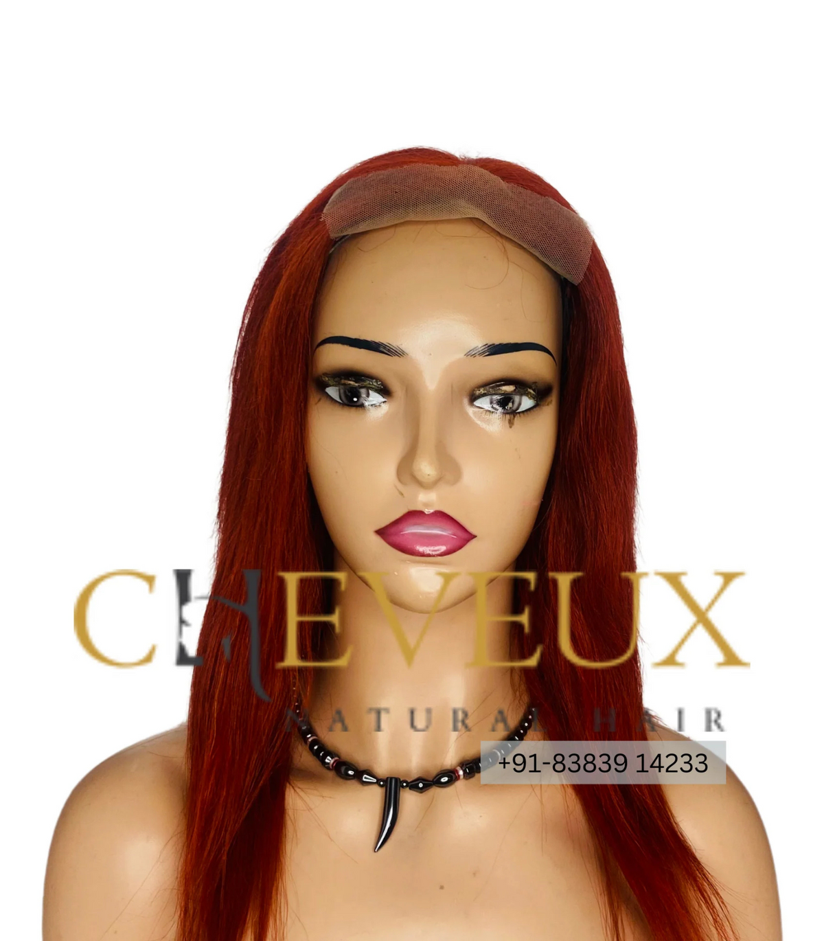 Closure Wig in Burgundy Red