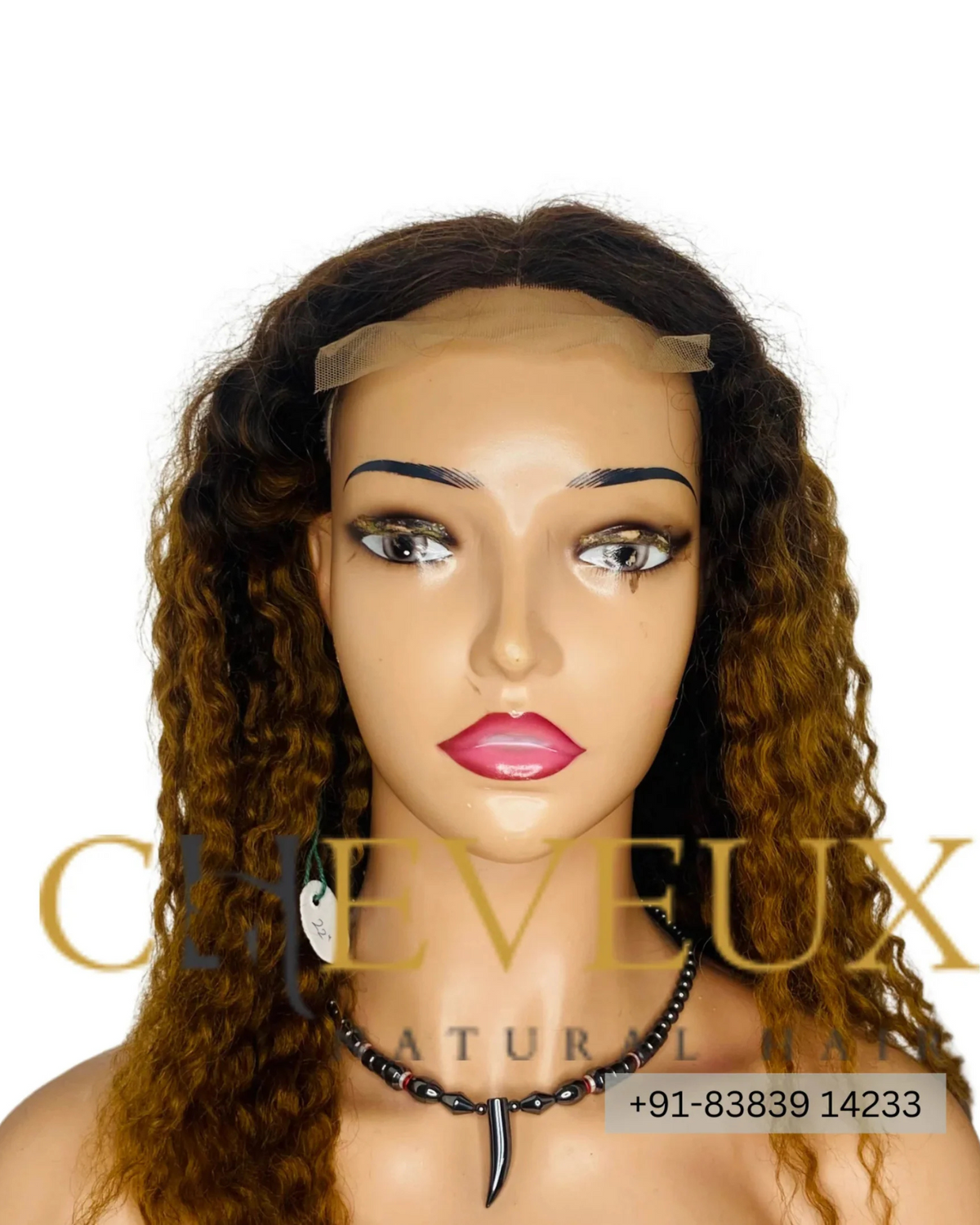 Closure Curly Wig in Golden Highlight